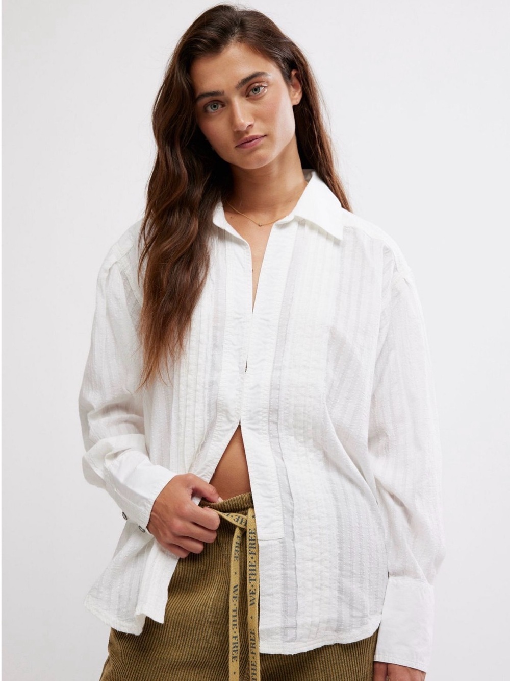 We The Free Ivory Textured Button-Down Shirt